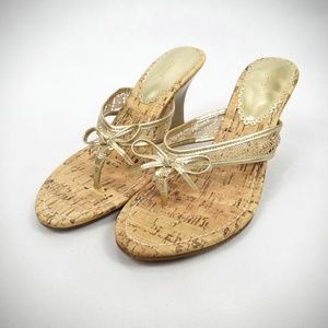Fioni Cork Gold Wedge Sandal